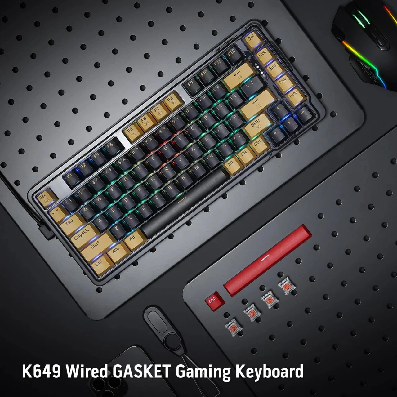 Redragon ELF K649 78% Wired Gasket RGB Mechanical Gaming Keyboard Redragon ELF K649 78% Wired Gasket RGB Mechanical Gaming Keyboard
